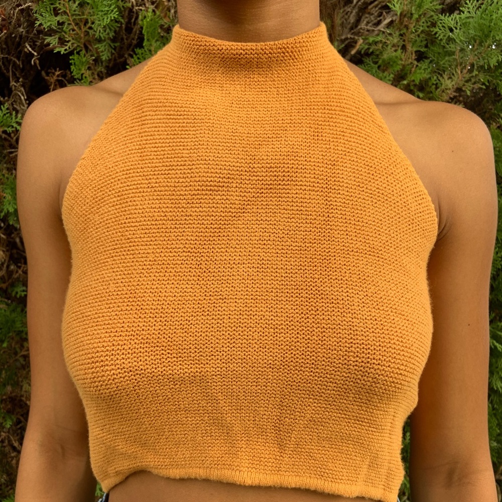 golden color halter top